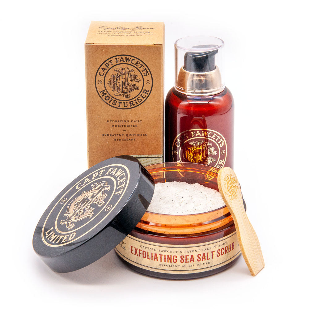 Captain Fawcett Exfoliating Scrub & Moisturiser Set