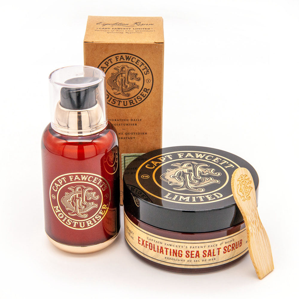 Captain Fawcett Exfoliating Scrub & Moisturiser Set