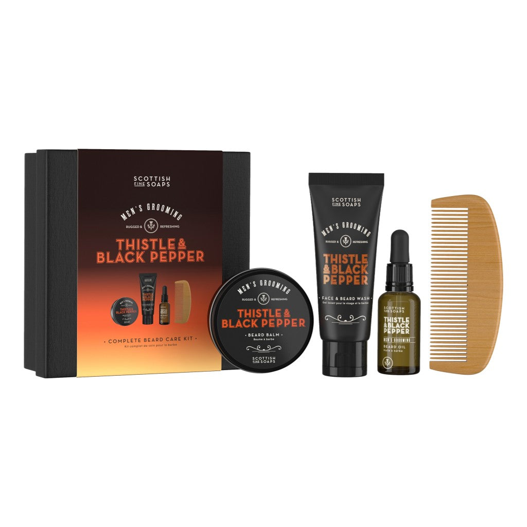 The Scottish Fine Soaps Thistle & Black Pepper Complete Beard Care Kit