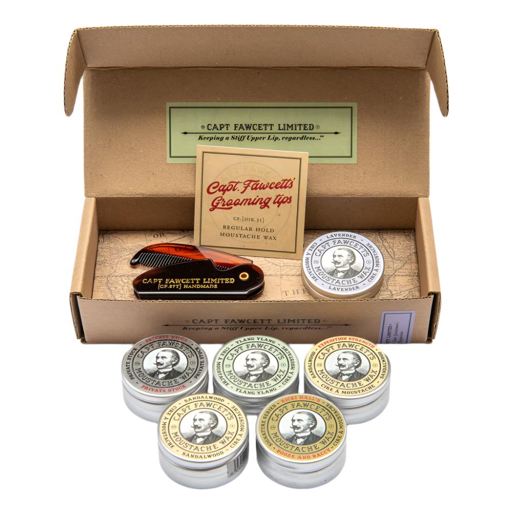 福西特船长的薰衣草胡须蜡和折叠口袋胡须梳 (CF.87T)