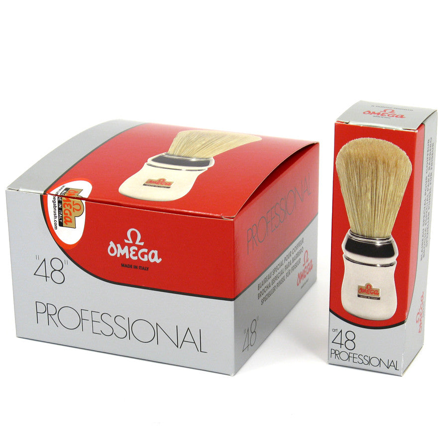 Omega 'Professional' Chrome Hog Bristle Shaving Brush 10048