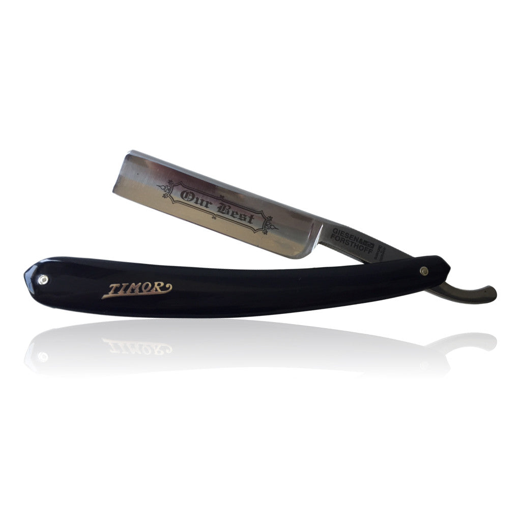 Giesen & Forsthoff 'Our Best' Black Plastic Handle Straight Razor - Cyril R. Salter