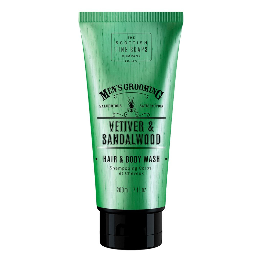 The Scottish Fine Soaps Company Vetiver & Sandalwood Hair & Body Wash 200ml - Cyril R. Salter | Trade Suppliers of Gentlemen's Grooming Products