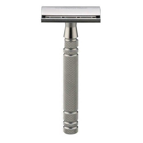Feather All Stainless Safety Razor with Stainless Steel Stand