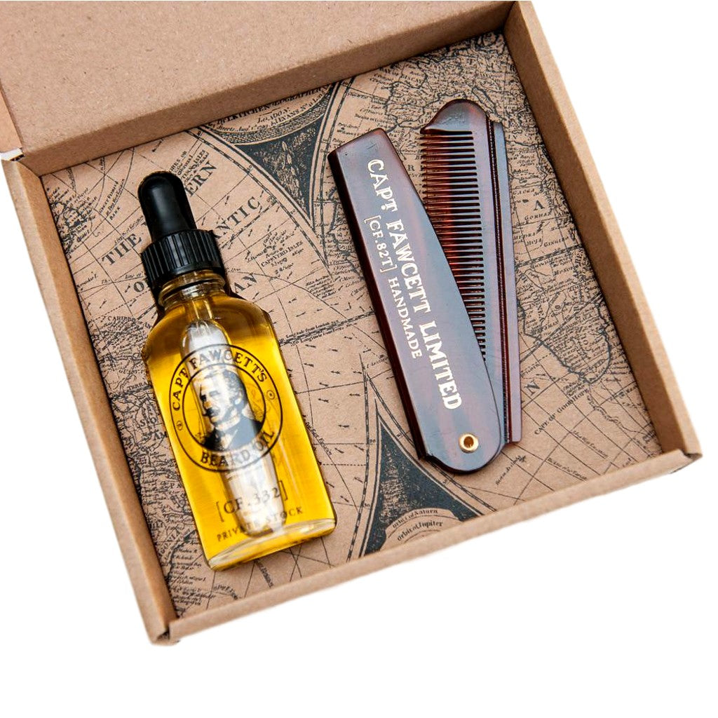 福西特船长的胡须油 (CF.332) & 折叠口袋胡须梳 (CF.82T)