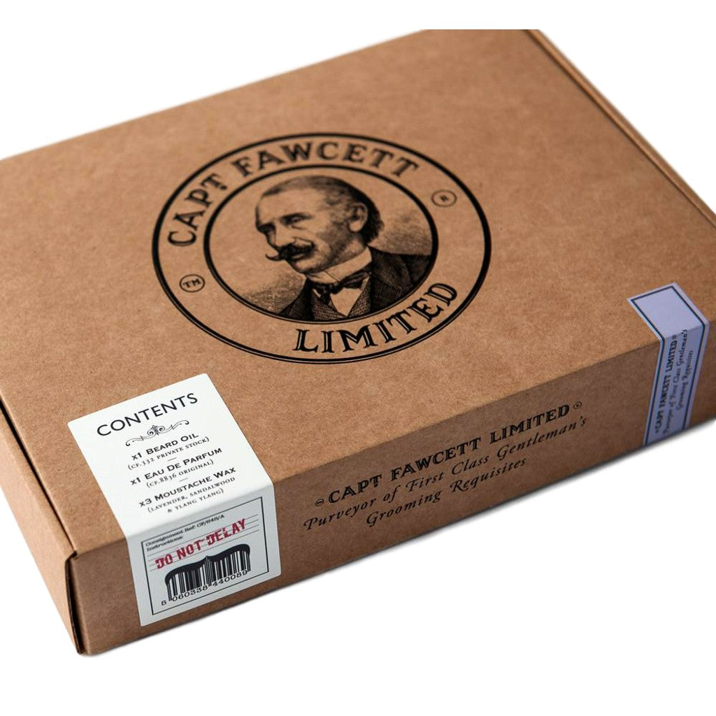 Captain Fawcett's 淡香精、胡须蜡和胡须油礼品套装
