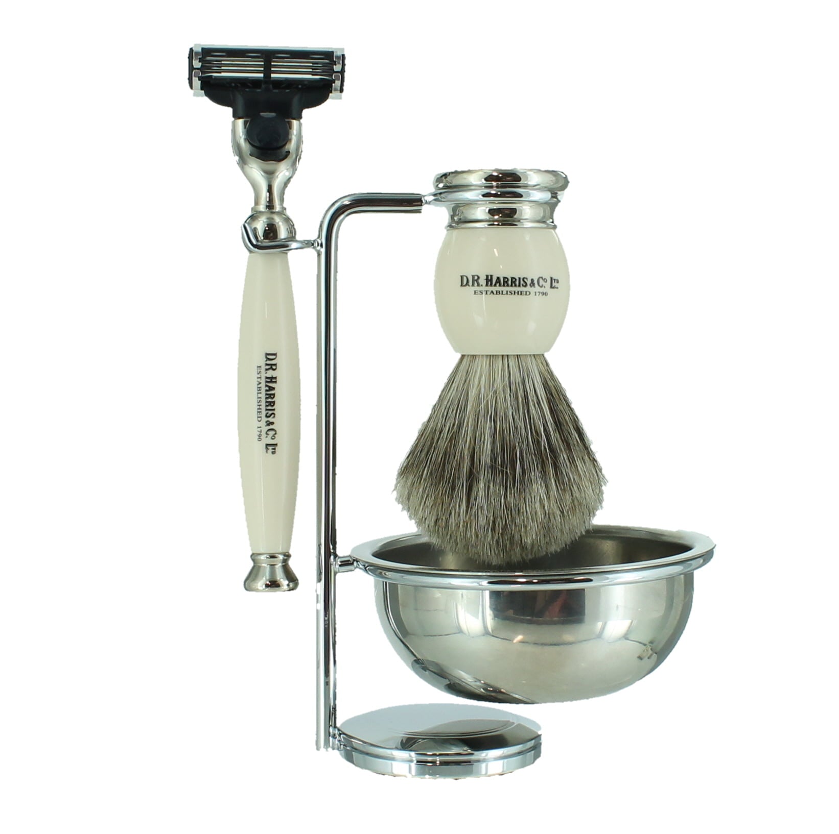 D.R. Harris 4-Piece Shaving Set - Ivory - Mach 3