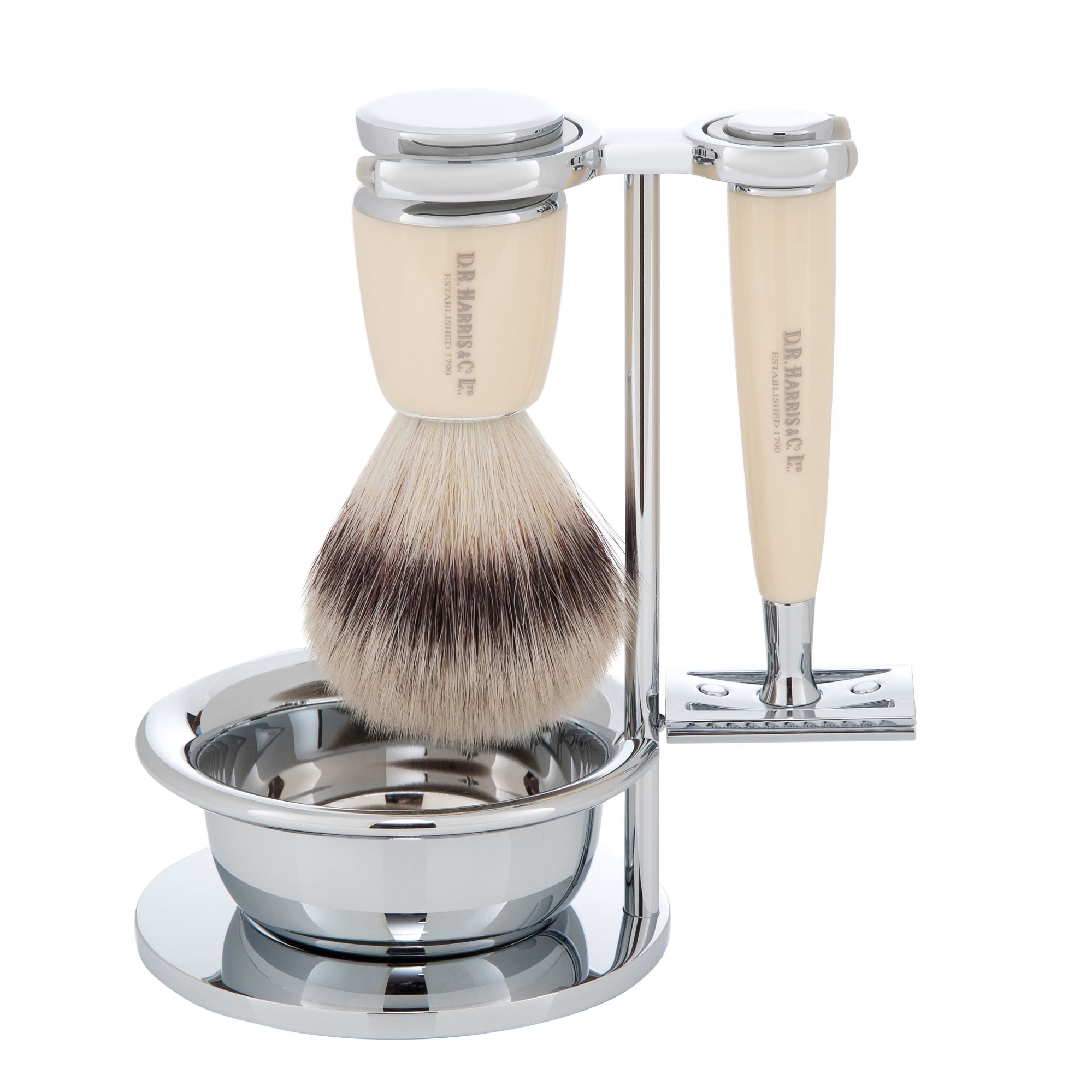 D.R. Harris 4 Piece Safety Razor Synthetic Shaving Set