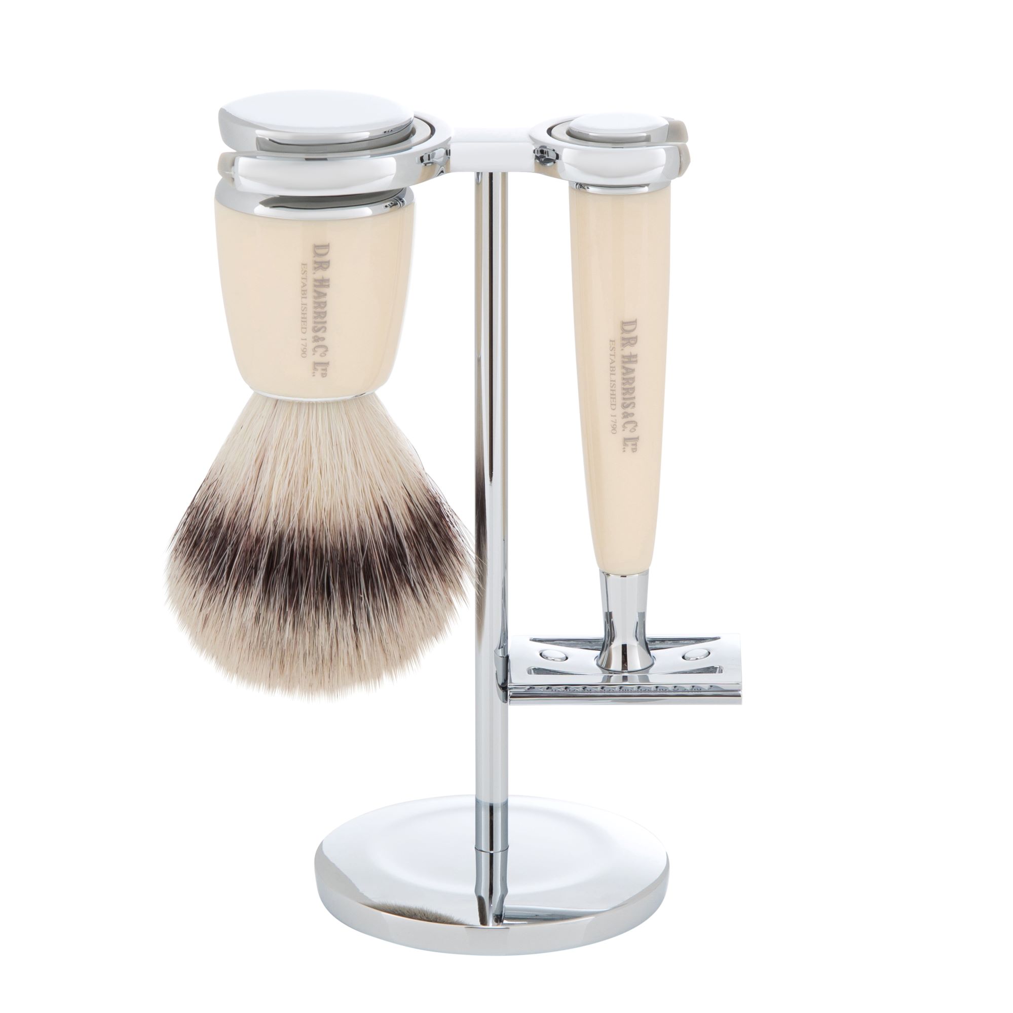 D.R. Harris 3 Piece Safety Razor Synthetic Shaving Set