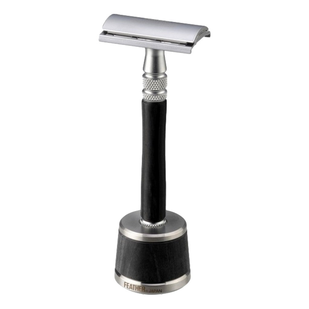 Feather Wood Handle Stainless Double Edge Razor & Stand WS-D2S - Cyril R. Salter