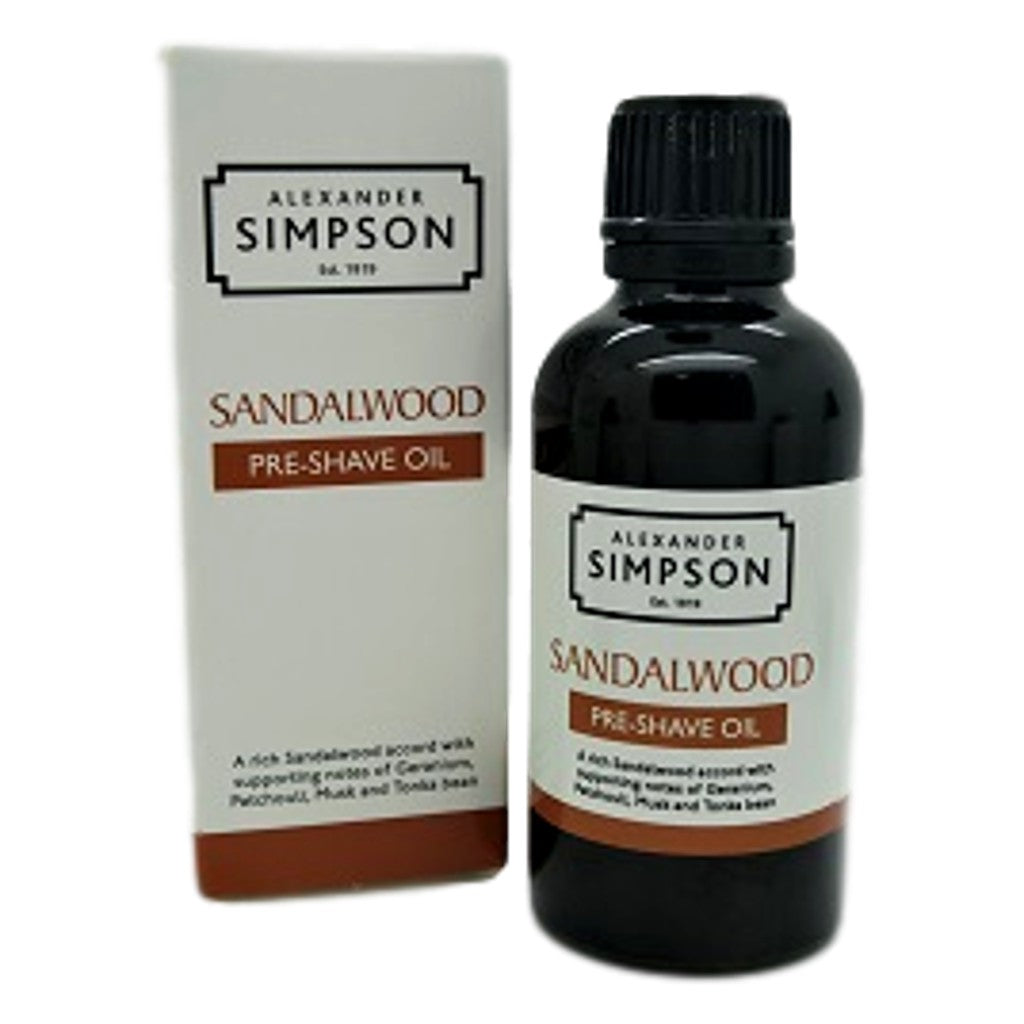 Alexander Simpson Est. 1919 Pre-Shave Oil Sandalwood 50ml - Cyril R. Salter | Trade Suppliers of Luxury Grooming Products