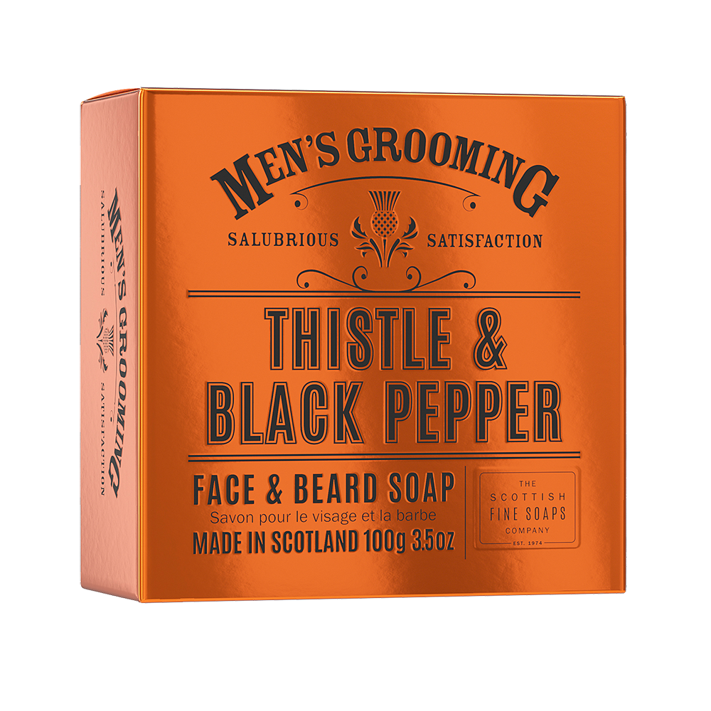 The Scottish Fine Soaps Company Jabón para rostro y barba de cardo y pimienta negra, 100 g