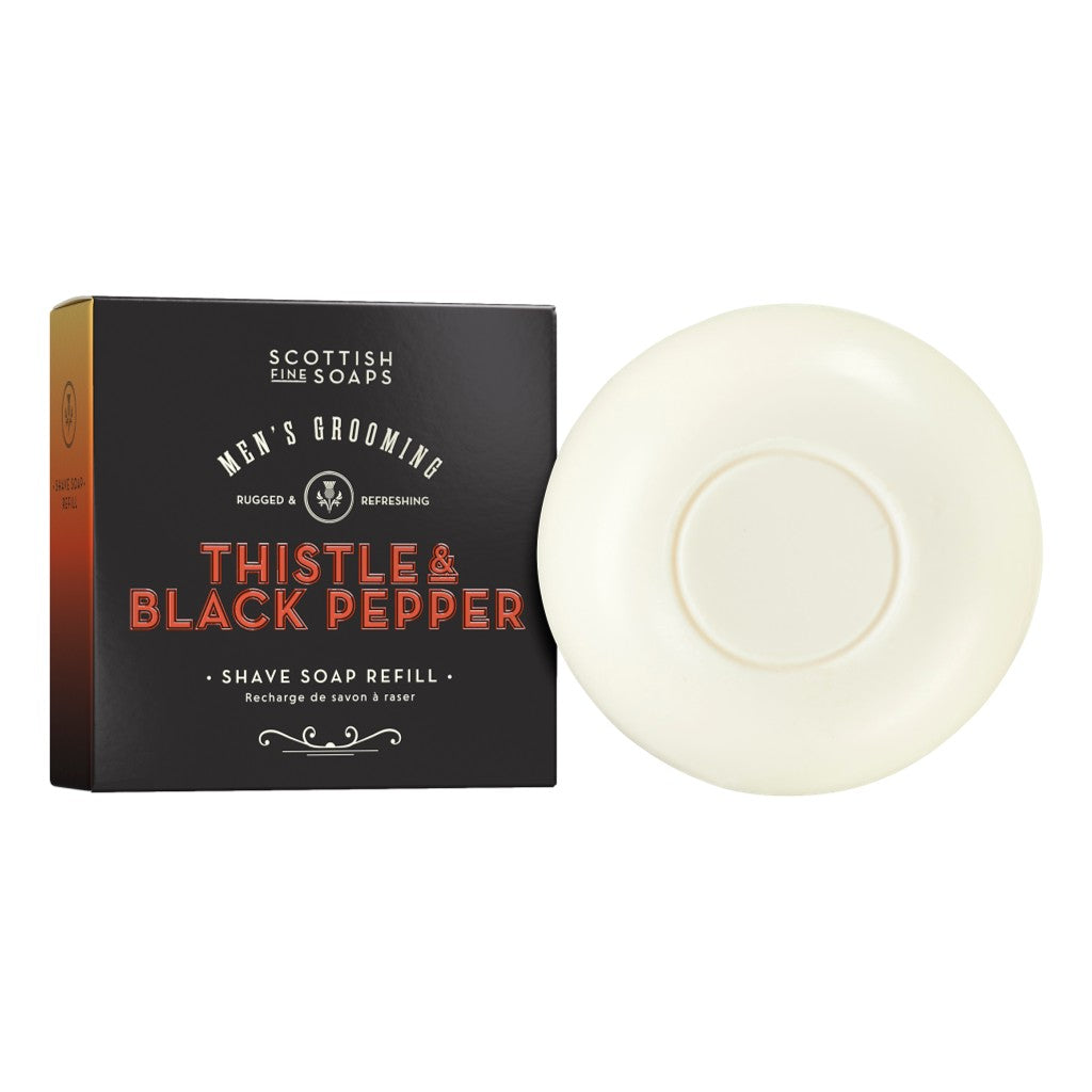 The Scottish Fine Soaps Thistle & Black Pepper Shave Soap Refill 100g