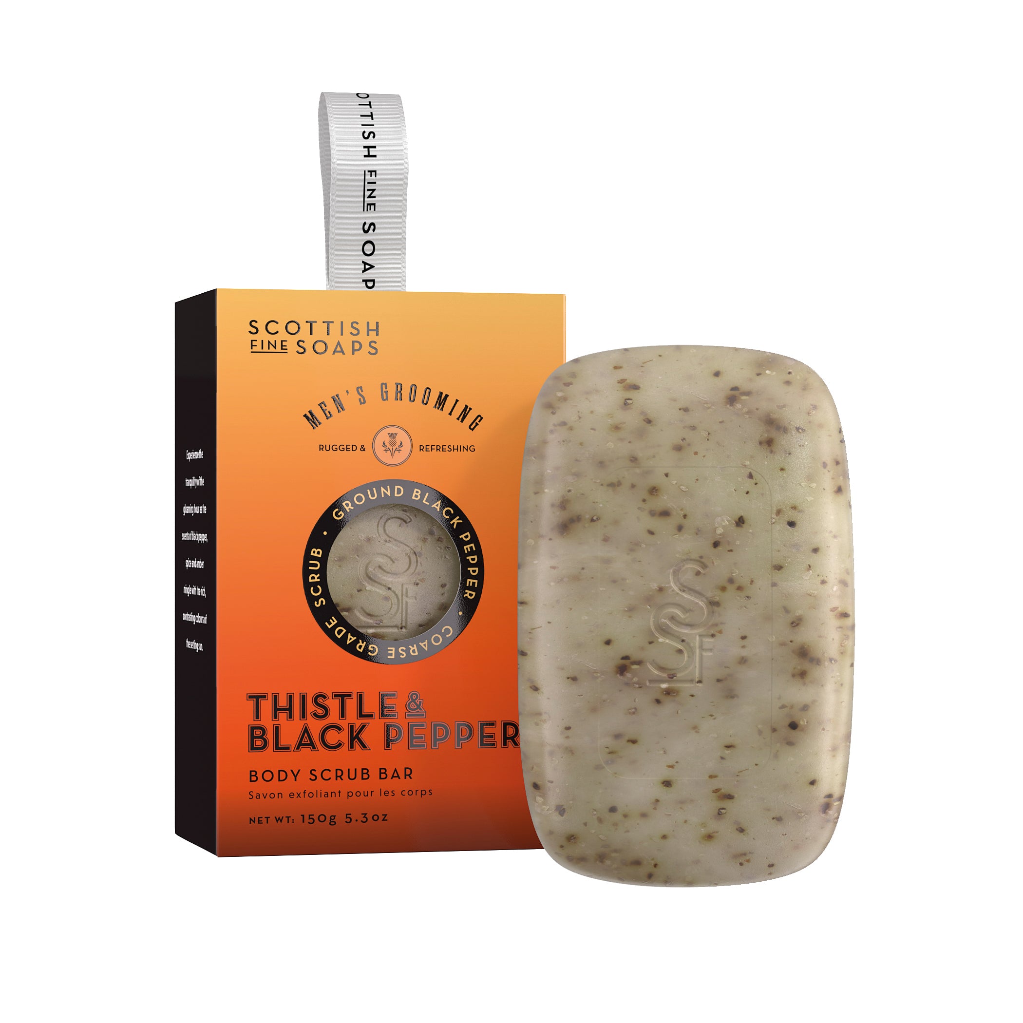 The Scottish Fine Soaps Thistle & Black Pepper Body Scrub Bar 150g