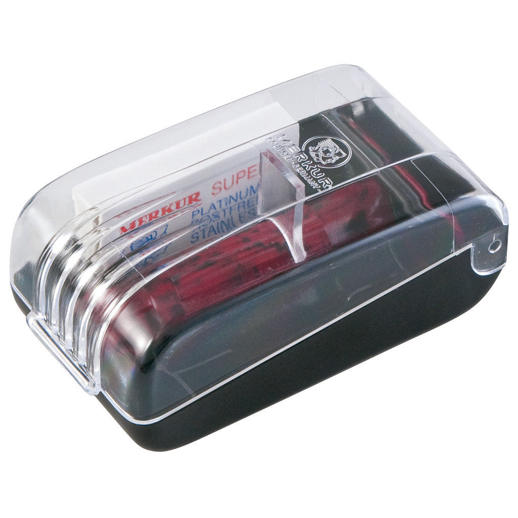 Merkur Bakelite Red & Black Razor in Plastic Case with Pack of 10 Blades 45 030 - Cyril R. Salter
