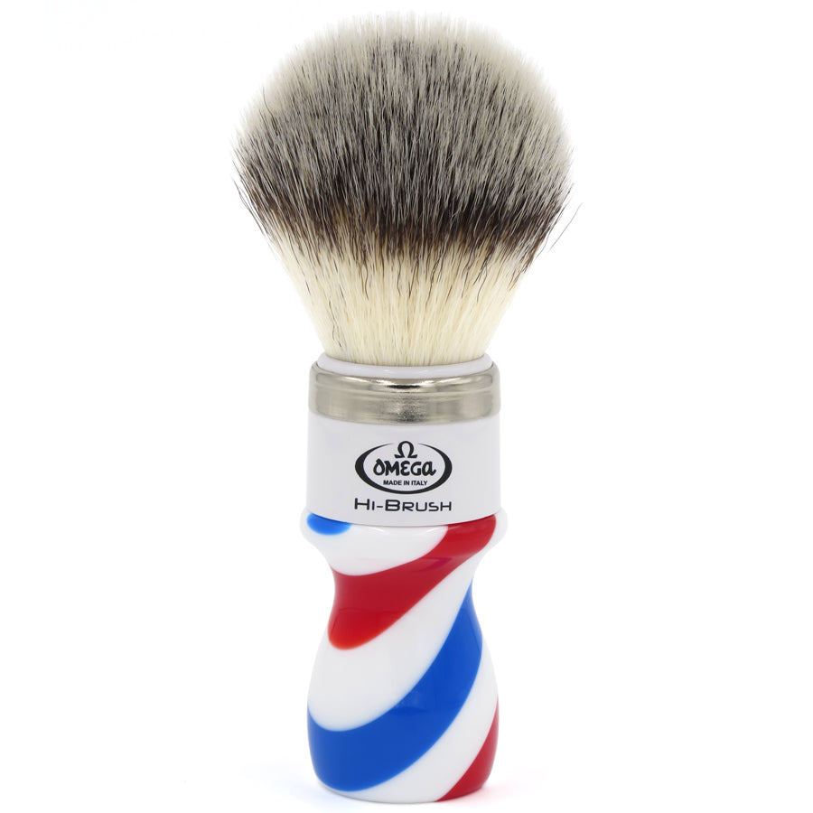 Omega HI-BRUSH Fiber Shaving Brush “BARBER POLE” - 46806 - Cyril R. Salter | Trade Suppliers of Luxury Grooming Products