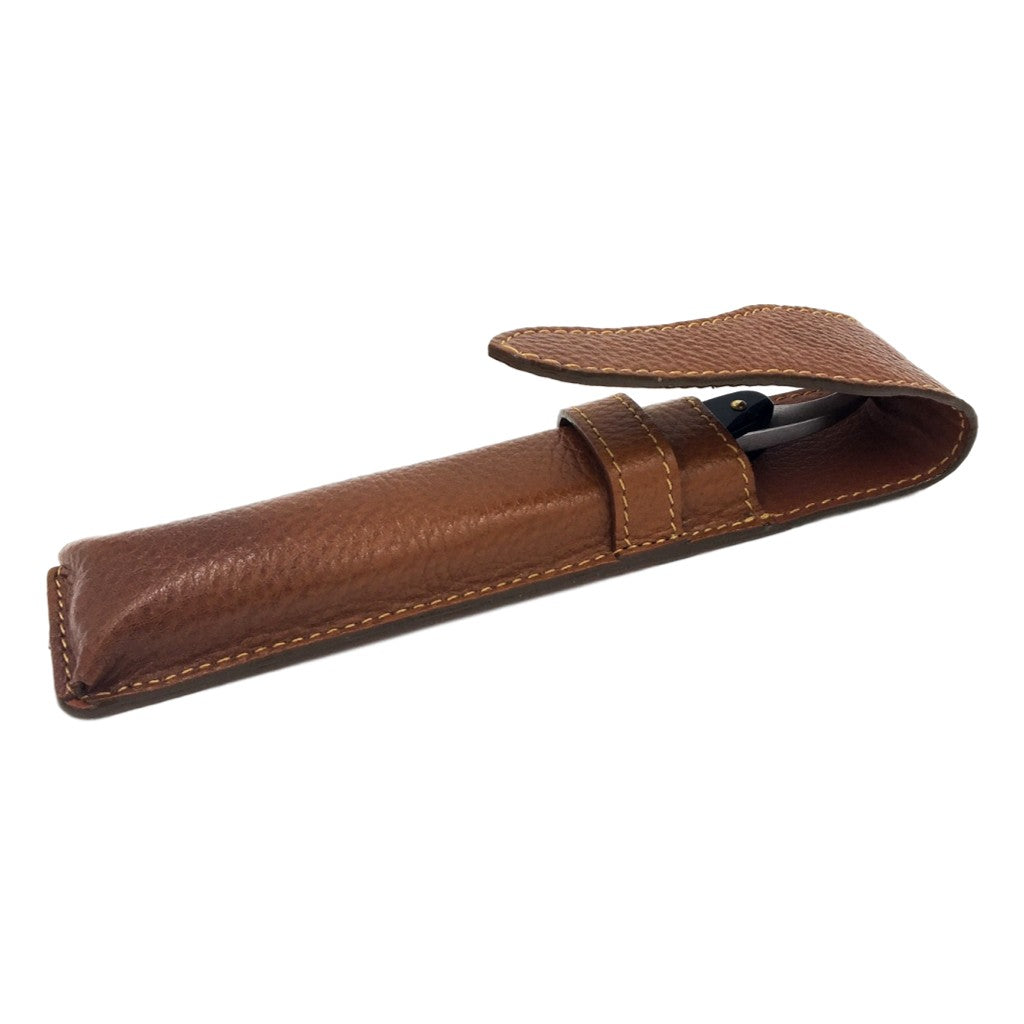 Funda Parker de piel para maquinillas de afeitar rectas