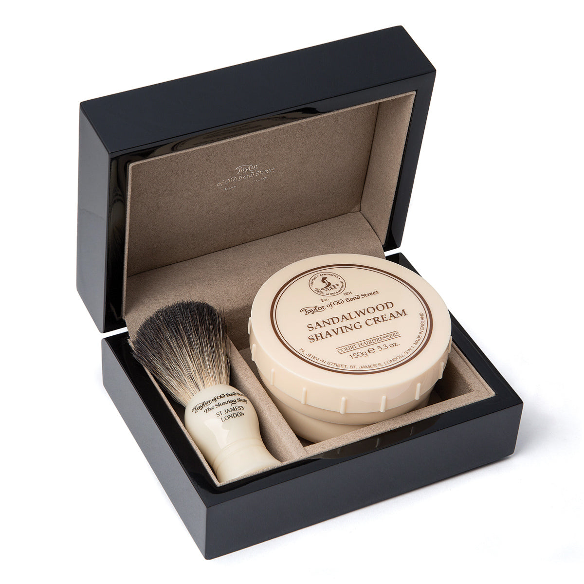 Taylor of Old Bond Street Sandalwood & Pure Badger Luxury Wooden Gift Box - Cyril R. Salter