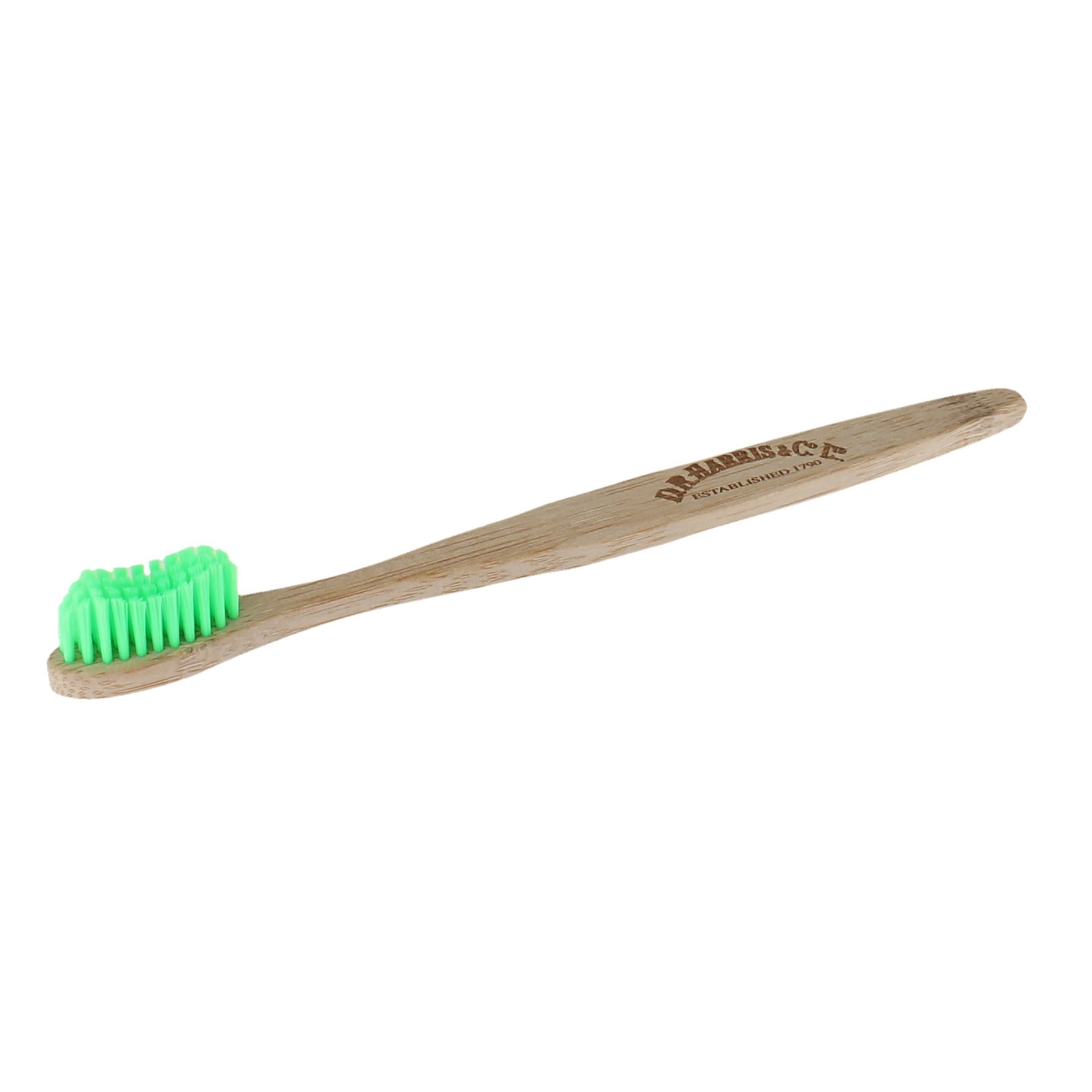 Cepillo de dientes de bambú biodegradable con cerdas verdes claras DR Harris