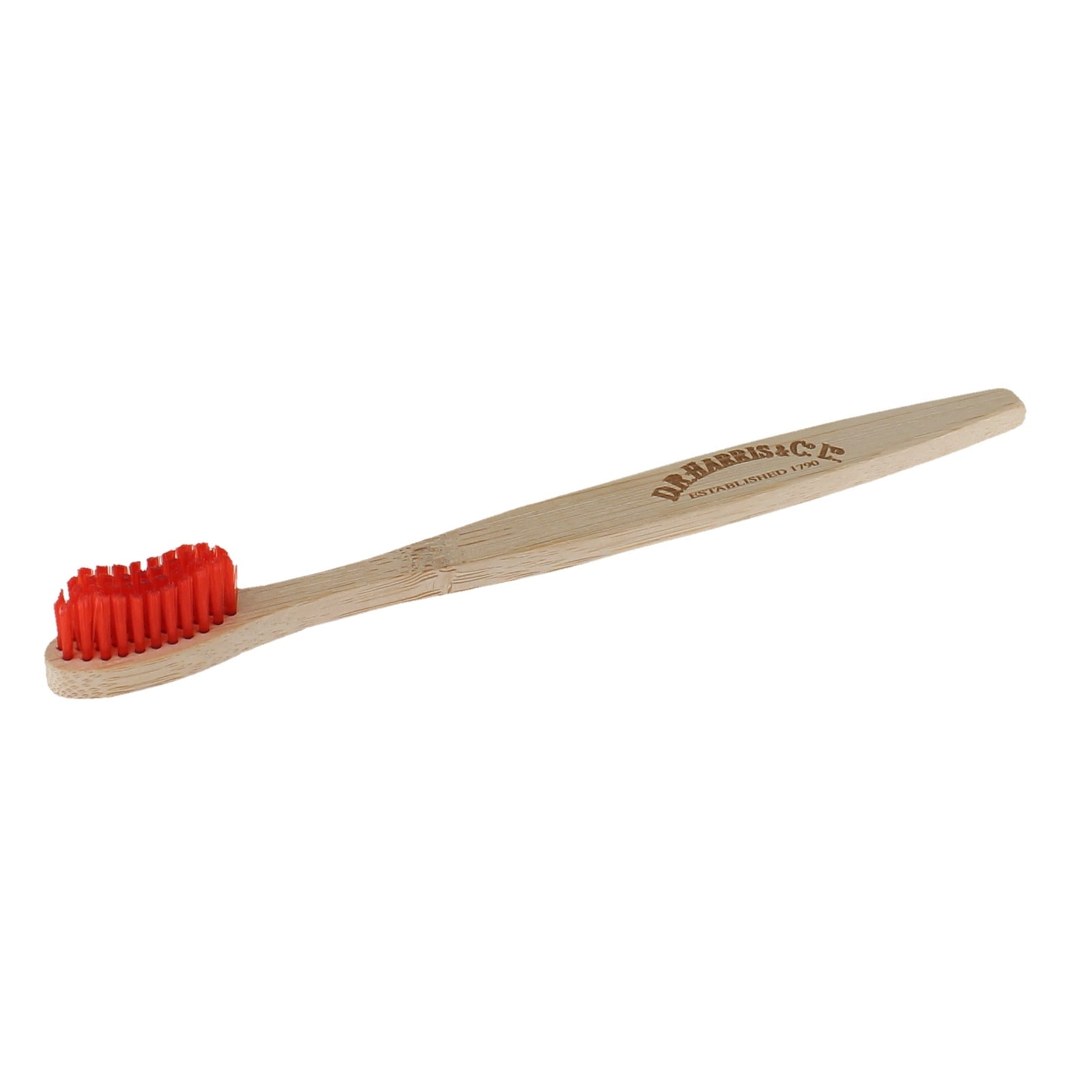 Cepillo de dientes de bambú biodegradable de cerdas rojas DR Harris