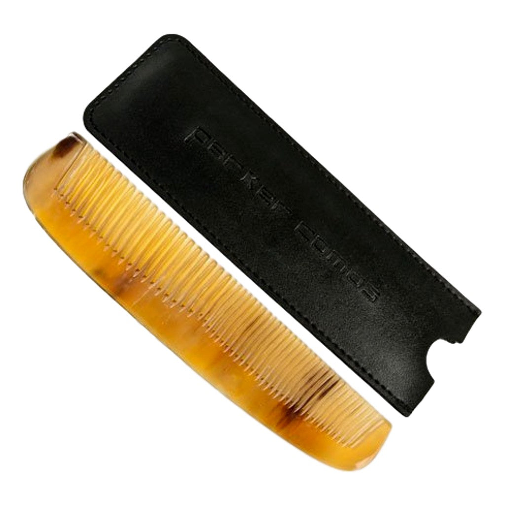 Parker Regular 6" Horn Comb in Leather Case