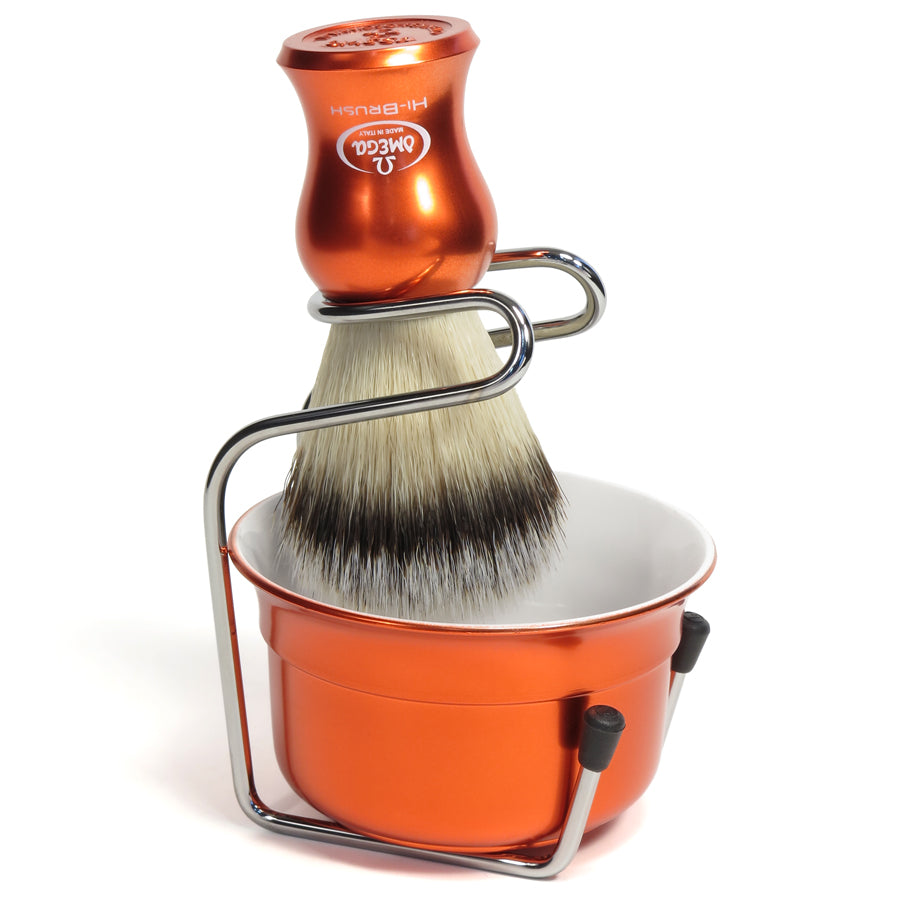Omega HI-BRUSH Fiber Shaving Brush with Bowl and Stand VB065.18 - Cyril R. Salter